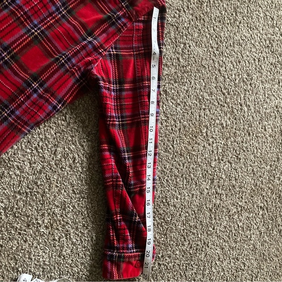 LL Bean Shirt Womens Medium Red Plaid Velour Button Up 0 YR45 - Picture 7 of 7